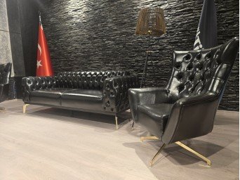 Tilia Dönerli Tekli ve Sabit Kanepe Chester Ofis Oturma Grubu